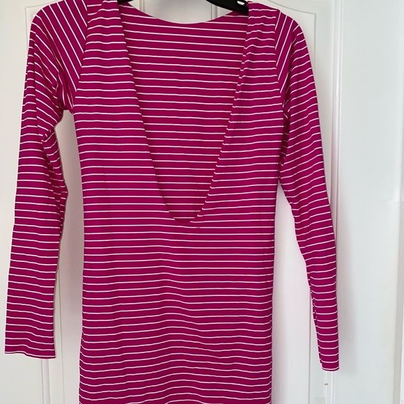 Filthy Mouth pink and white stripe open back dress - Picture 4 of 4